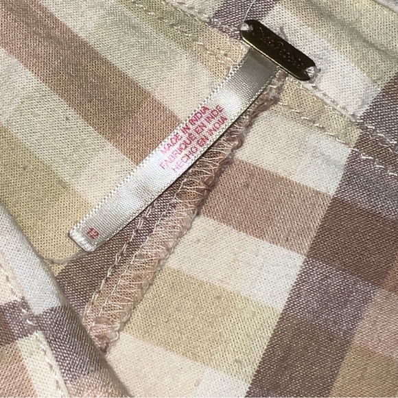 Free‎ People The Way You Move Plaid Retro Flare Pants Cotton Linen Blend Size 12 - Picture 15 of 15